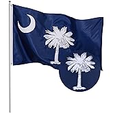Pessbulmm South Carolina State Flag 3x5 Ft Heavy Duty Outdoor Flag with Embroidered Palmetto Tree, Crescent Moon & Stars, Reinforced 4-Row Stitching, Brass Grommets for All Weather Use