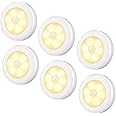 AMIR Upgraded 3.15” Motion Sensor Light Indoor, Cordless Battery Powered Stick on LED Night Lights for Closet, Stair, Under Cabinet, Hallway, Kitchen (Warm White - Pack of 6)