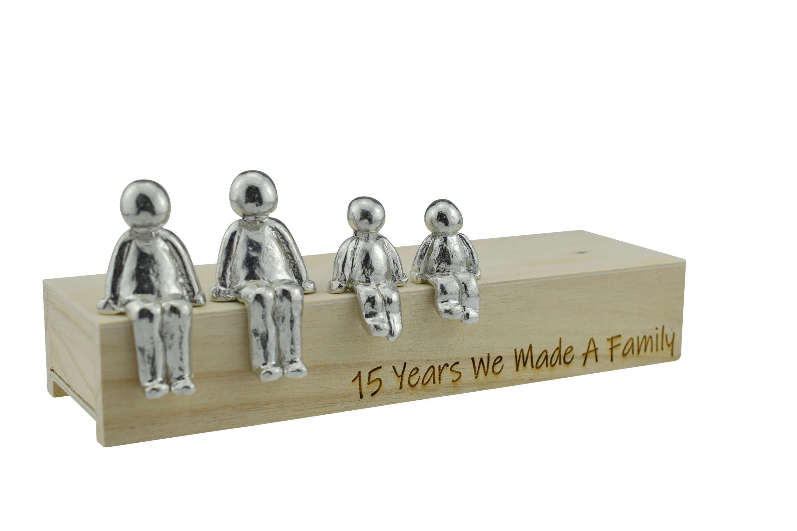 Pirantin 15th Anniversary Idea - 15 Years We Made A Family Metal Ornament - Choose Your Family Combination Box & Woodgrain May Vary(2 Children)