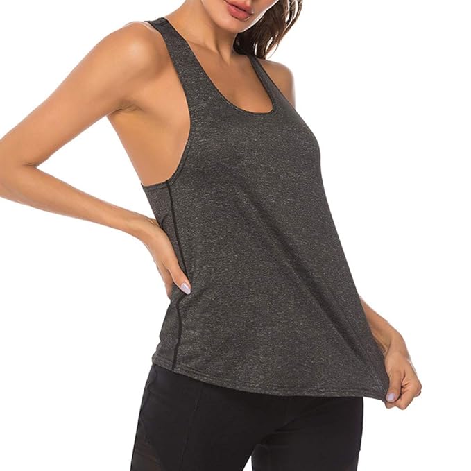 Women Workout Tops Racer Back Solid Sleeveless Yoga Fitness Running Gym