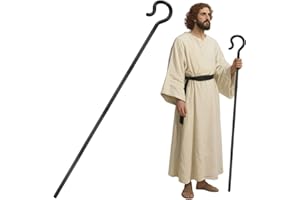 Seenelling 55 Inch Halloween Shepherd Staff Canes, Plastic Shepherd Hook Prop for Party Dress Cosplay Costume Accessories(Black)