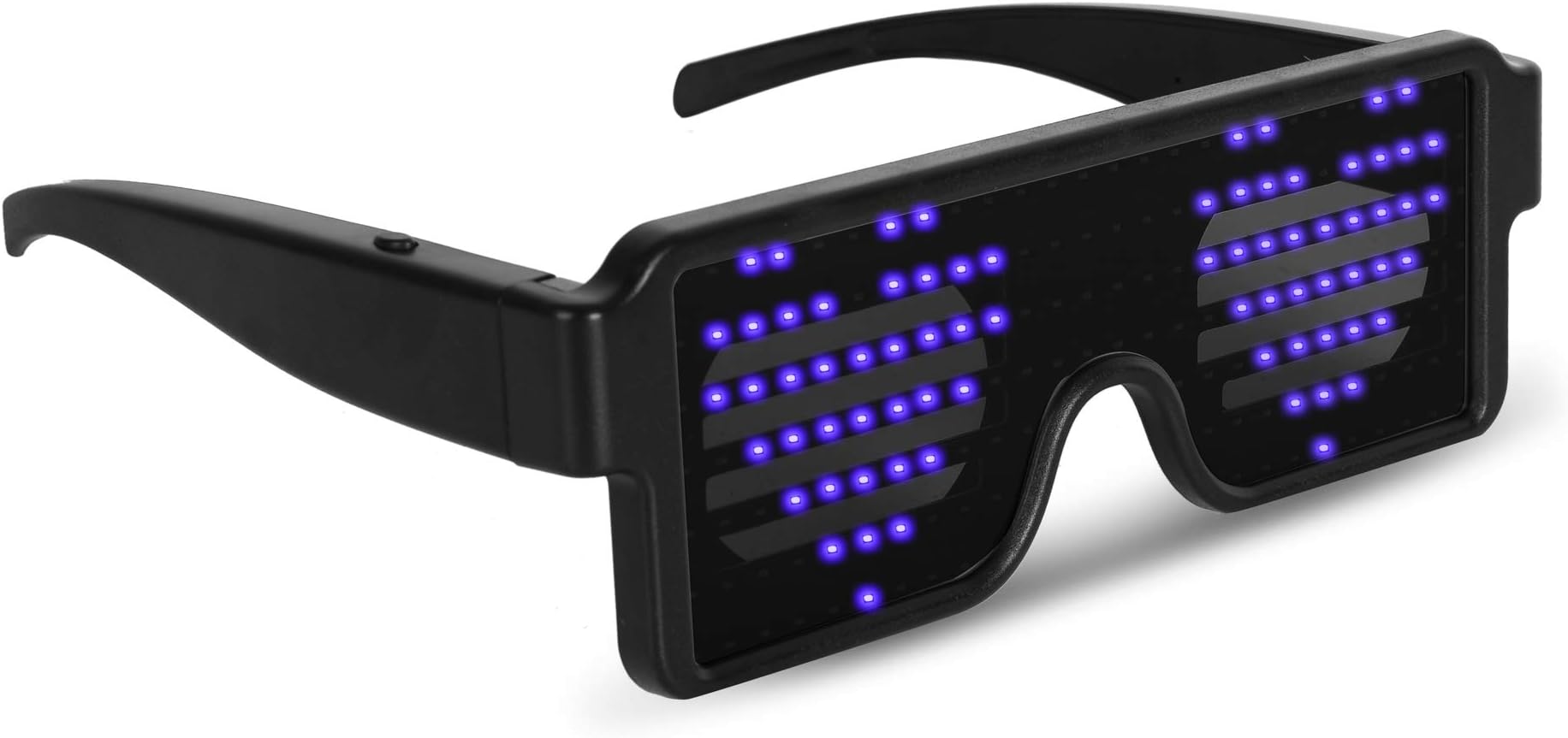 BLUE LED Flash Glasses 8 Adjustable Patterns Luminous Flashing Shades Eye Wear For Birthday Party Corporate Events Raves Music Festivals Nightclubs Concerts Weddings Dancing Group Fitness Great Gift