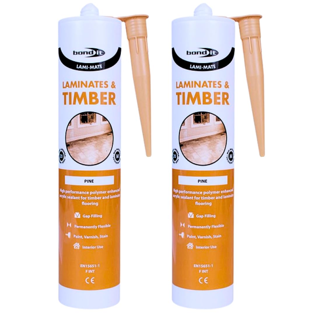 Lami Mate Flexible Sealant Pine 310ml x 2 | Floorboard Gap Filler for Timber, Laminate & Hardwood Flooring | Waterproof Wood Sealant for Frames, Furniture & Panels Bond It