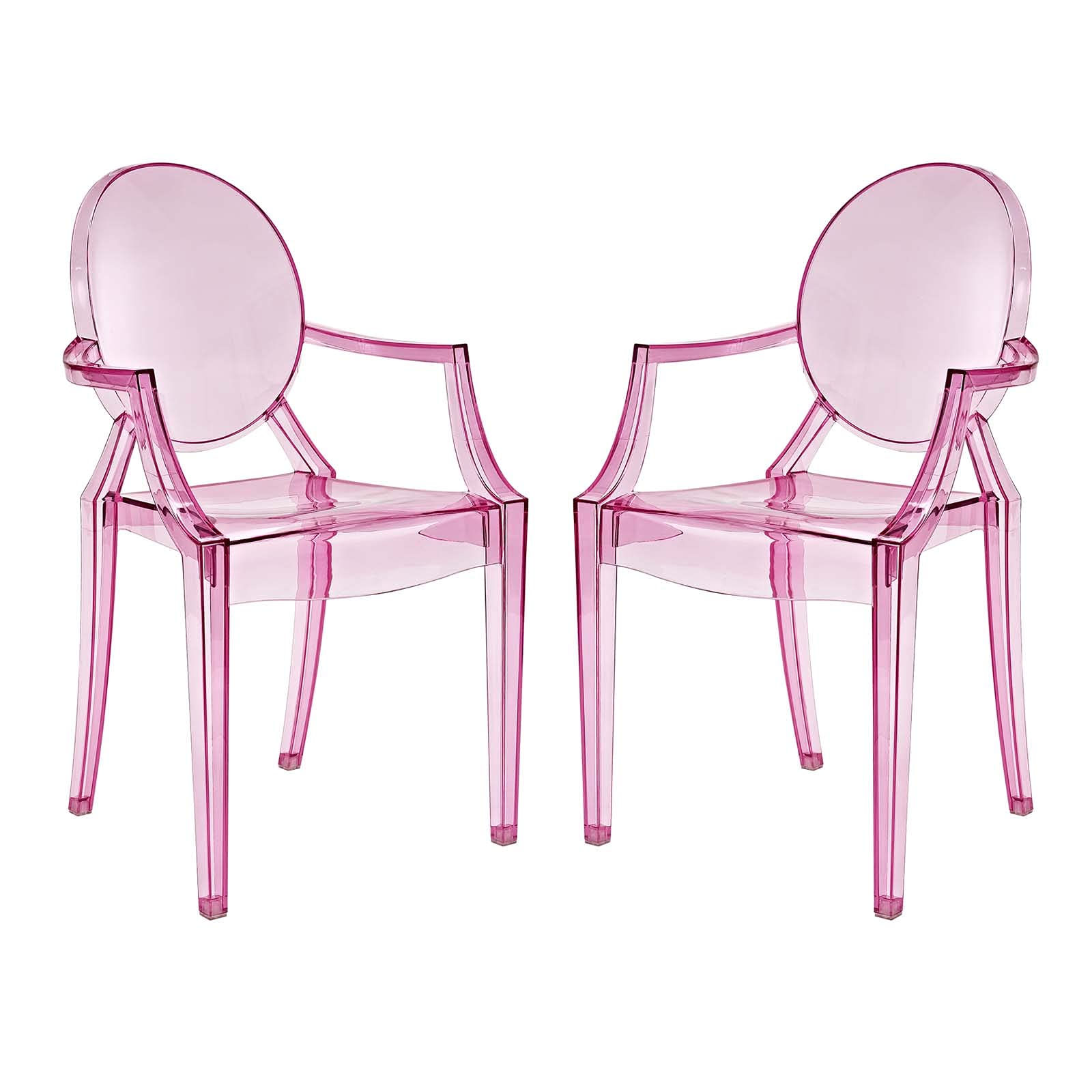 Photo 1 of *4 CHAIRS* Modway Casper Modern Acrylic Stacking, Four Dining Armchairs, Pink