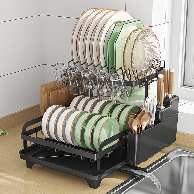Photo 1 of HOISIMDY Dish Drying Rack Kitchen Dish Draining Rack 2 Tier Large Capacity for Kitchen Counter