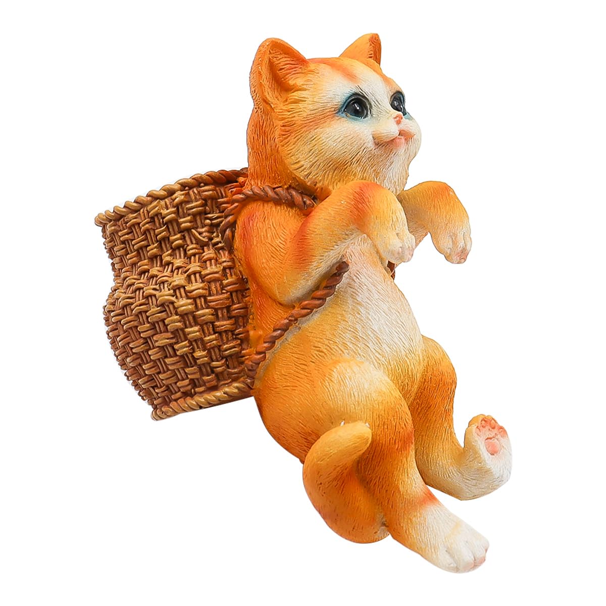 Hsthe Sea Funny Escaping Kitten for Aquarium Glass Wall, Yellow Striped Basket Cat Fish Tank Edge Decors Statue, Fish Tank Cat Statue Decorations