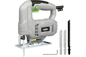 LITELEPH Jig Saw 3.3Amp 3000 RPM Blade Speed 45 Degree Beveled Cuts Corded Electric Jigsaw with 2pcs Cutting Blades for Wood Metal Plastic Cutting