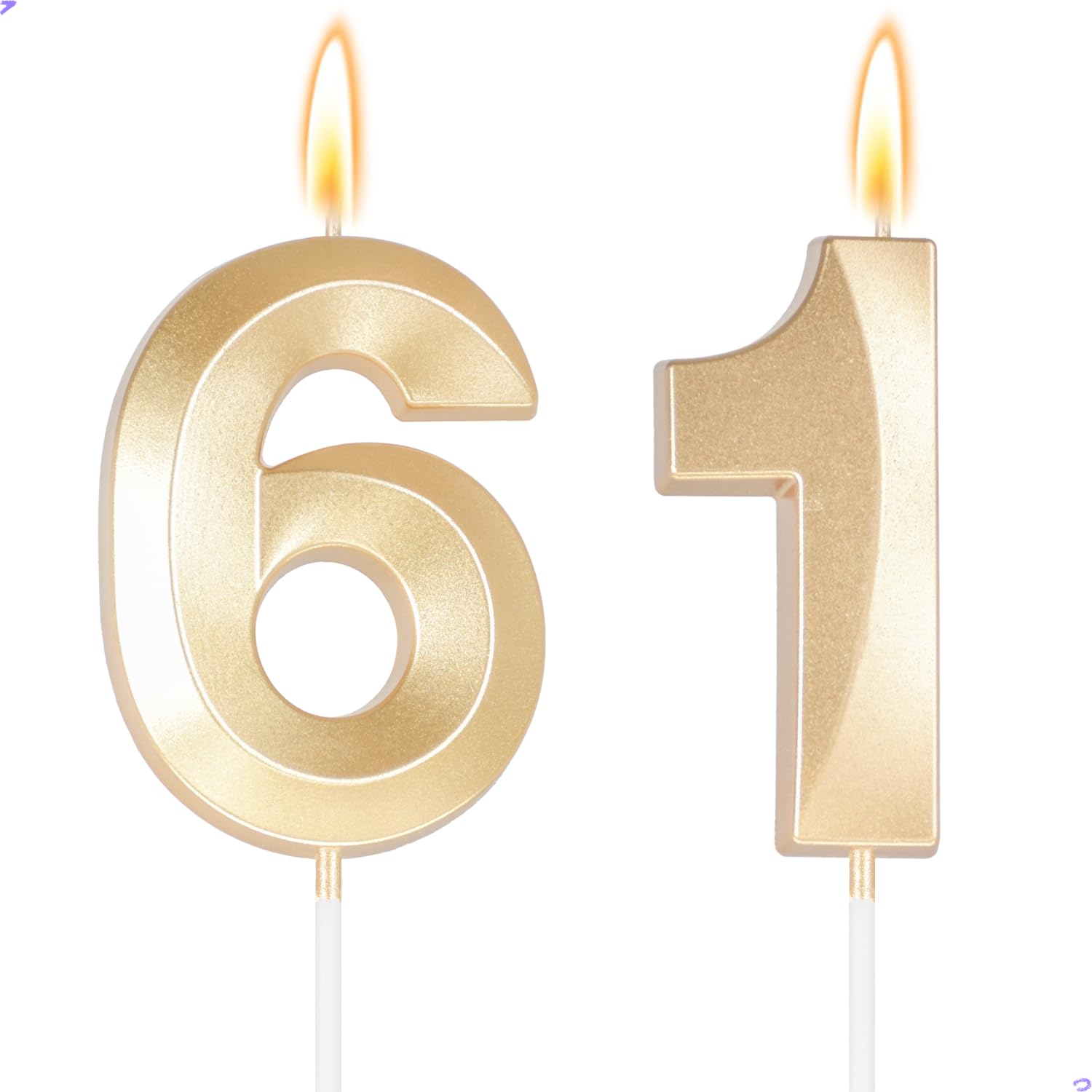 Large 2.76inch Gold Number 61 Candle, 61st Birthday Decorations for Men Women, 61st Birthday Candle for 61 Year Old Birthday Anniversary for Him Her