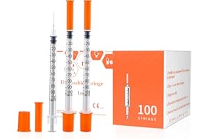 Beicok 29 Gauge 1cc 5/16 inch Syringe - U 100 1ml Syringe with Needle, Disposable Lab Dispensing Supplies, 100Pack