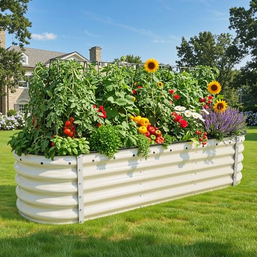 YITAHOME 6.5x2x1.5ft Large Raised Garden Bed Kit, 17" Tall 6 in 1 Galvanized Me…