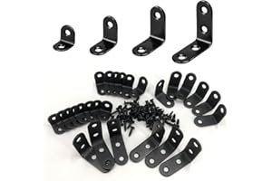 QSJ 26 PCS Corner Bracket Brace Set Stainless Steel 90-Degree Corner Braces 0.78’’/0.98’’/1.18’’/1.57’’with 64pcs Screws for Wood Furniture Cabinet Chair