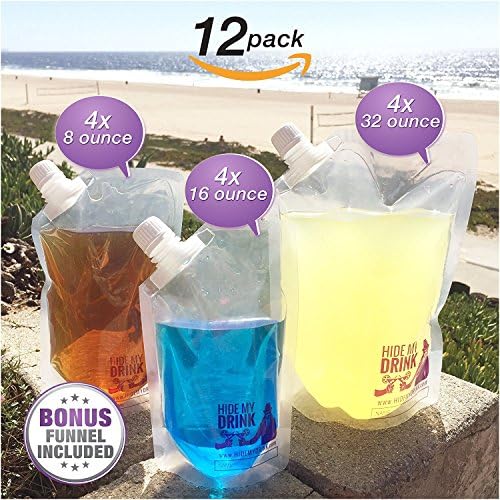 Hide My Drink™ Sneak Alcohol On Cruise Hidden Flask Liquor Bag Set Decanter (12-Pack Variety)