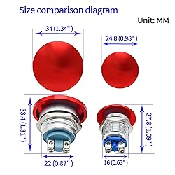 (2 Pcs) ZJWZJH Mushroom Push Button Switch 22mm
