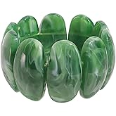 HIIXHC Resin Stretch Bangle Bracelets for Women Acrylic Beads Stretchable Bracelets Wide Irregular Geometric Wristband Summer Beach Jewelry for womens vacation outfits