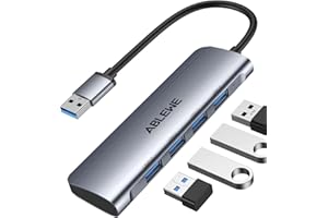 USB Hub, ABLEWE 4-Port USB Splitter for Laptop, Slim USB 3.0 Hub Keyboard and Mouse Adapter Compatible with PC, Laptop, MacBook Air, Mac Pro, iMac, Dell, Surface Pro, Flash Drive, Mobile HDD