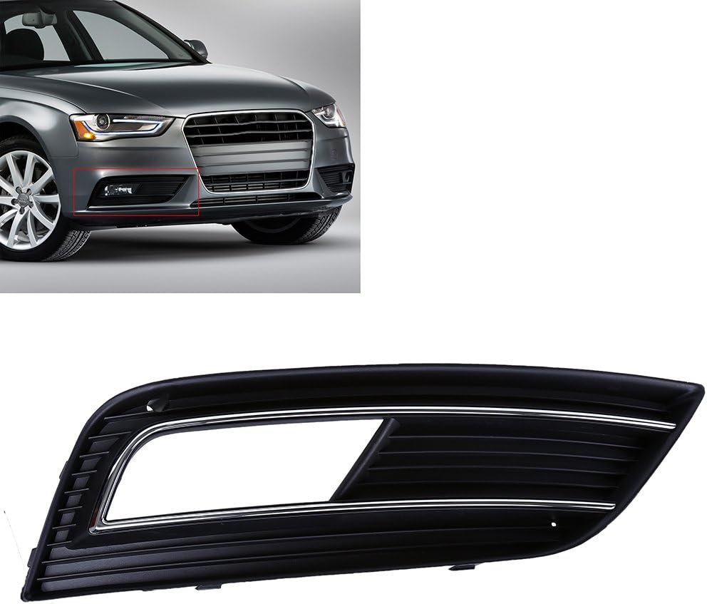 Possbay Fog Light Bumper Grilles Car Front Lower Bumper Grill Cover for A4 B8, Driver Side