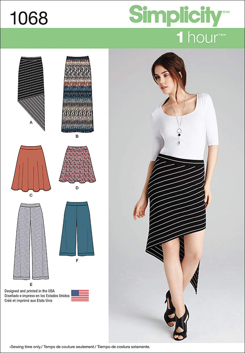 Simplicity Sewing Pattern 1068: Misses' Knit Skirts and Pants, (14-16-18-20-22), Size R5