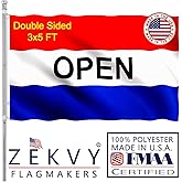 ZEKVY Open Flag 3x5 Outdoor Made in USA - Double Sided Heavy Duty Vivid Color Business Open Flags with 2 Brass Grommet