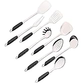 Fiazony 8 Pcs Stainless Steel Kitchen Utensils Set, Stainless Steel Cooking Utensils Set, Metal Cooking Utensil for Kitchen