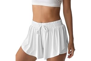 NEXSONIC Flowy Athletic Shorts for Women Running Tennis Butterfly Shorts Girls 2-in-1 Double Layer Quick-Drying Comfy Shorts