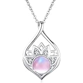 CRWENG Lotus Necklace for Women 925 Sterling Silver Dainty Lotus Flower Pendant Necklace Yoga Jewelry Gifts for Women