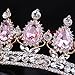 Stuff Crystal Crown Bridal Tiaras Prom Party Wedding Bridesmaid Hair Piece with Bobby Pins (Gold/Pink)