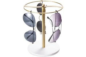 SKTMH Sunglasses Organizer Sunglasses Holder Stand Sunglasses Storage Display Rack Metal Glasses Holder Stand with Wood Stora
