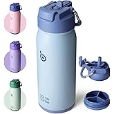 BOTTLE BOTTLE 16 oz sports water bottle stainless steel insulated kids water bottle with straw and pills holder for gifts and school（blue）