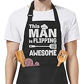 SANDJEST Funny Apron for Dad - Birthday Father’s Day Cooking Grilling Gifts for Mens