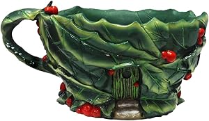 Miniature Micro Mini Fairy Garden Christmas Holiday theme Holly Leaf Teacup Planter