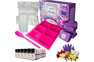 Maboko Goat Milk Soap Making Kit for Adults – 2lb Pre-Cut Base, 6 Colors, 6 Scents, Silicone Mold, Pitcher & Gift Boxes – All-in-One DIY Soap Kit with Supplies
