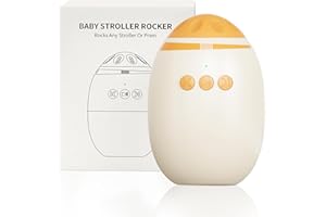 Auto Baby Rocker with White Noise Machine - Adjustable Baby Bouncer for Crib & Stroller, 11 Soothing Sounds, USB Fast Charging, Hands-Free Newborn Essentials, Beige