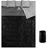 oaskys Double Sleeping Bag for Adults with 2 Pillows - Queen Size XL Waterproof Sleeping Bag for All Season Camping Hiking Backpacking 2 Person Sleeping Bags for Cold Weather & Warm