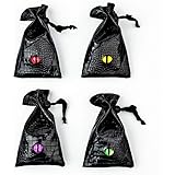 4 Pack Large Leather Dice Bags with Dragons Eye Design Drawstring Pouch Storage Bag for DND RPG MTG Game Dices, Coins and Acc