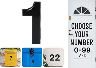 Rubigo Black Door Numbers 0-99 A-D 3in Self Adhesive 7.5cm x 5cm