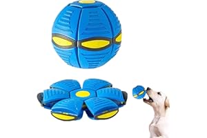 GORGOU Dog Flying Saucer Ball -Light OwowPet Pet Magic Ball Portable Birthday Samll Dog Toy Balls Interactive Herding Decompression Kids Toys((Blue)