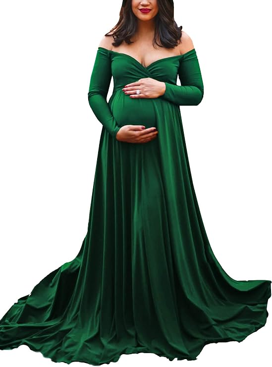 Vestido premamá fruncido hasta el suelo