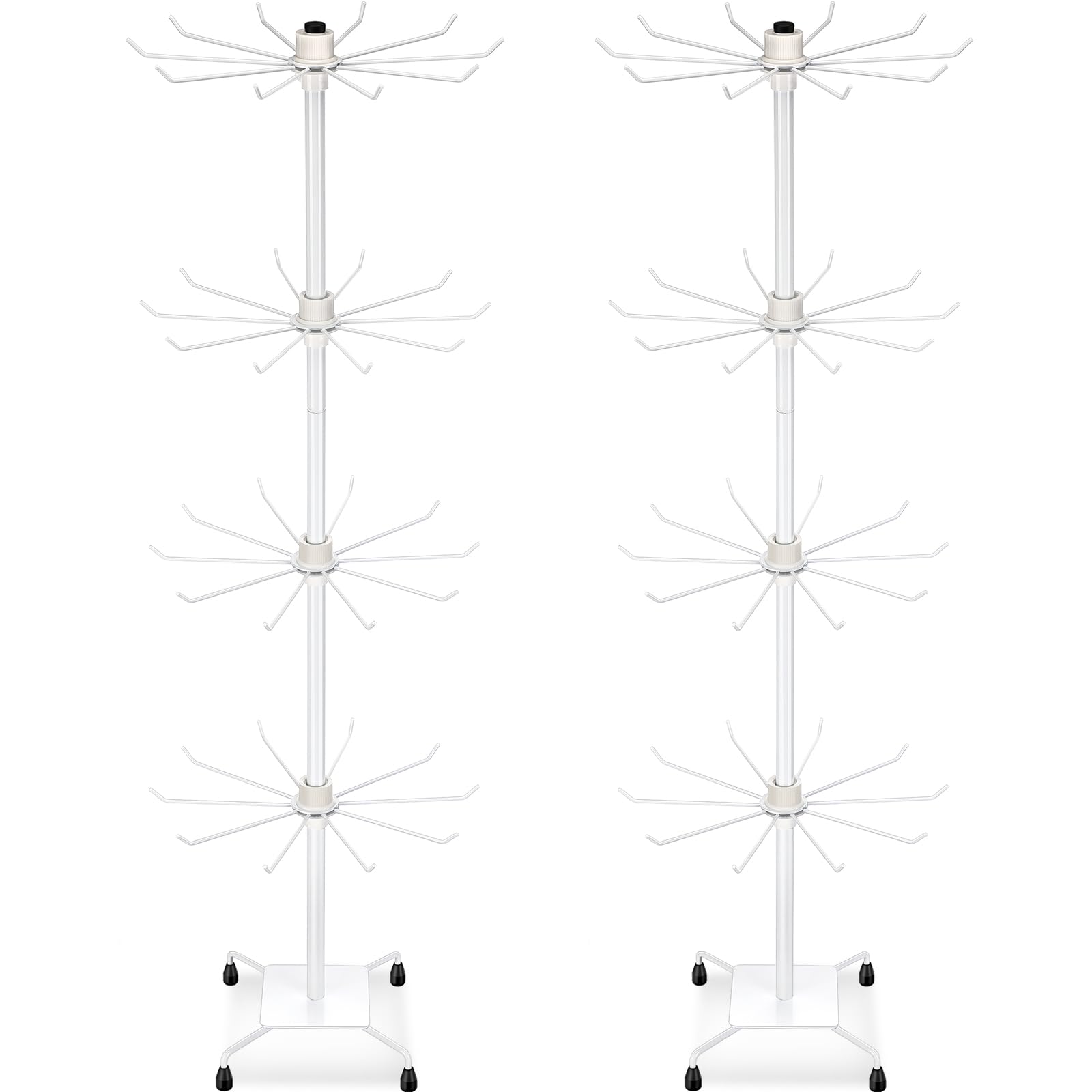 Photo 1 of BBTO 2 Pcs Rotating Display Stand Jewelry Display Rack with Hooks Metal Earrings Stand for Vendors Necklace Bracelet Selling(White,37.4 x 15.8 Inch)