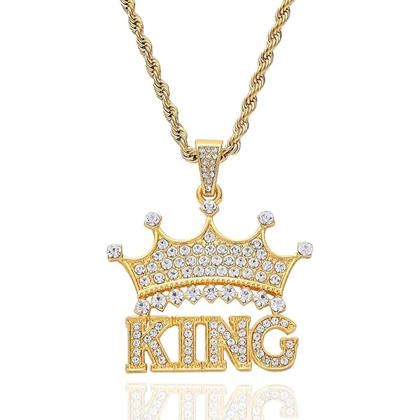ミュージシャン CROWN NECKLACE GOLD JKJF Crown King Pendant Necklace Bling Hip Hop King Necklace Rock
