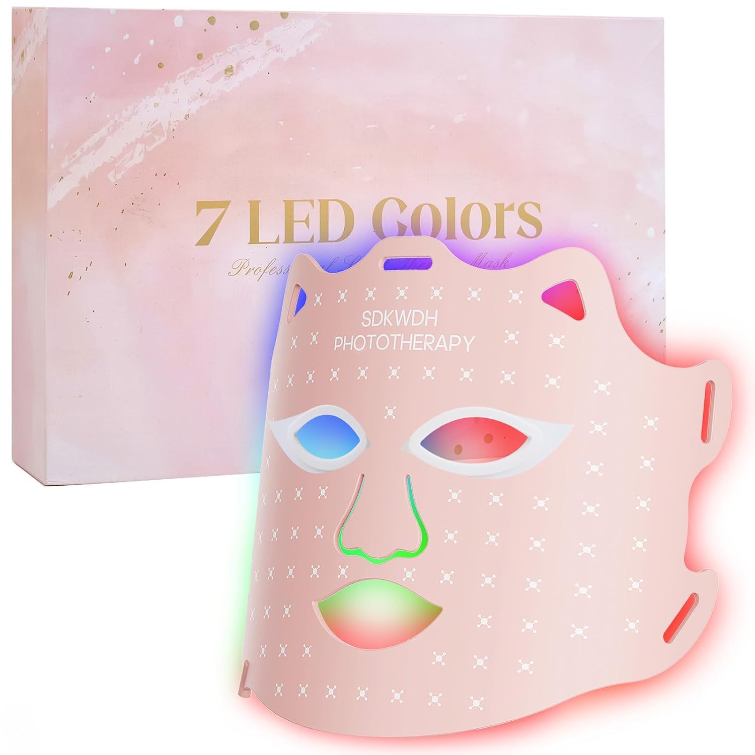 Photo 1 of SDKWDH Red Light Therapy for Face, Led Face Mask Light Therapy, 7 Colors LED Face Mask Light Therapy At Home, Pink