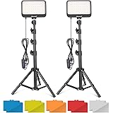 UBeesize LED Video Light Kit, 2Pcs Dimmable Continuous Portable Photography Lighting with Adjustable Tripod Stand & Color Fil