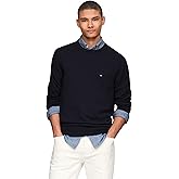 Tommy Hilfiger Mens Cotton Solid Crewneck Sweater Lightweight Pullover, Also Available in Big & Tall