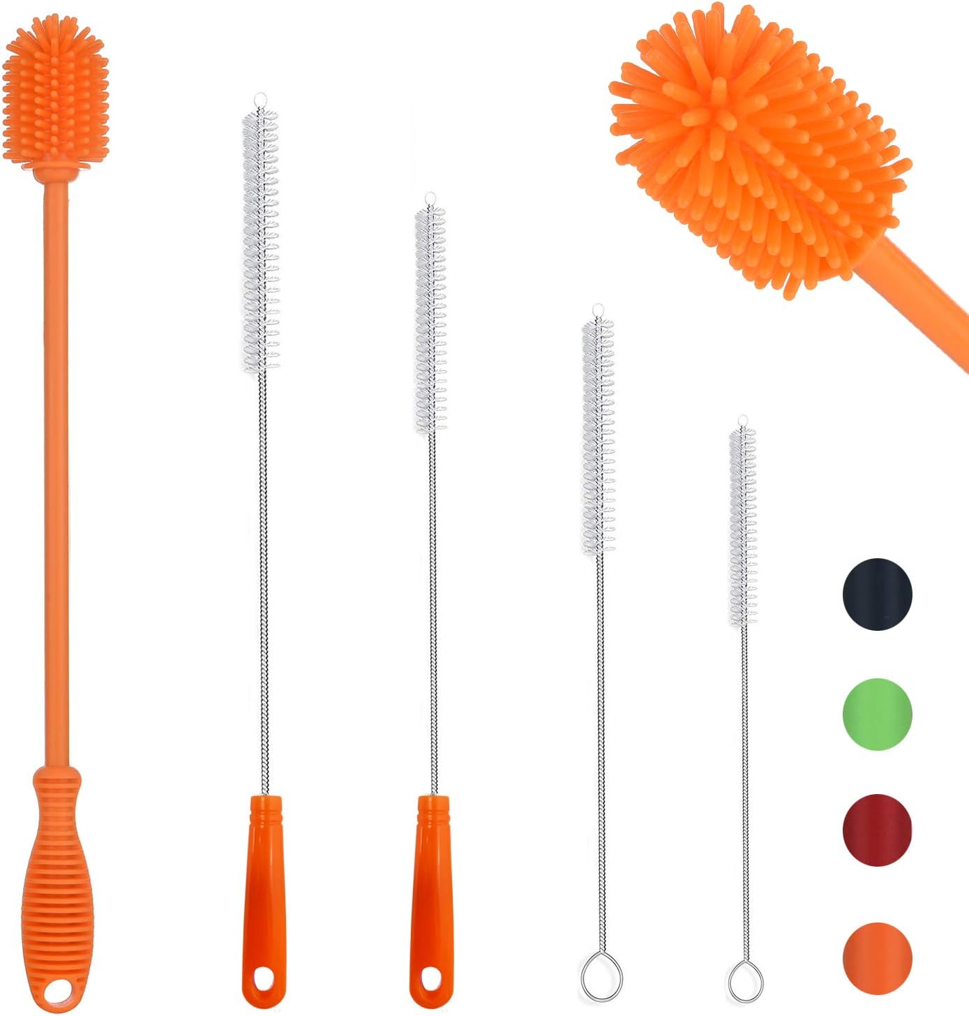 ALINK 5Pack Silicone Bottle Brush Cleaner, Long Handle Water Bottle