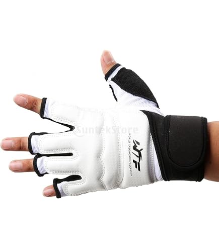 Flexzion Gants MMA Sans Doigts – Cuir PU Renforcé, Protection Poignet Velcro, Idéal Boxe Kickboxing Muay Thai Sparring