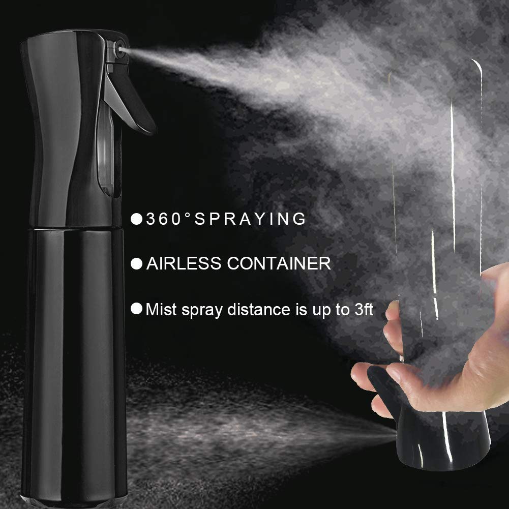 Sprayer Continuous 2Pack 300ml/10oz Hair Spray Bottle Fine Mist Water Spray Bottles Plant Mister (Black) : Beauty