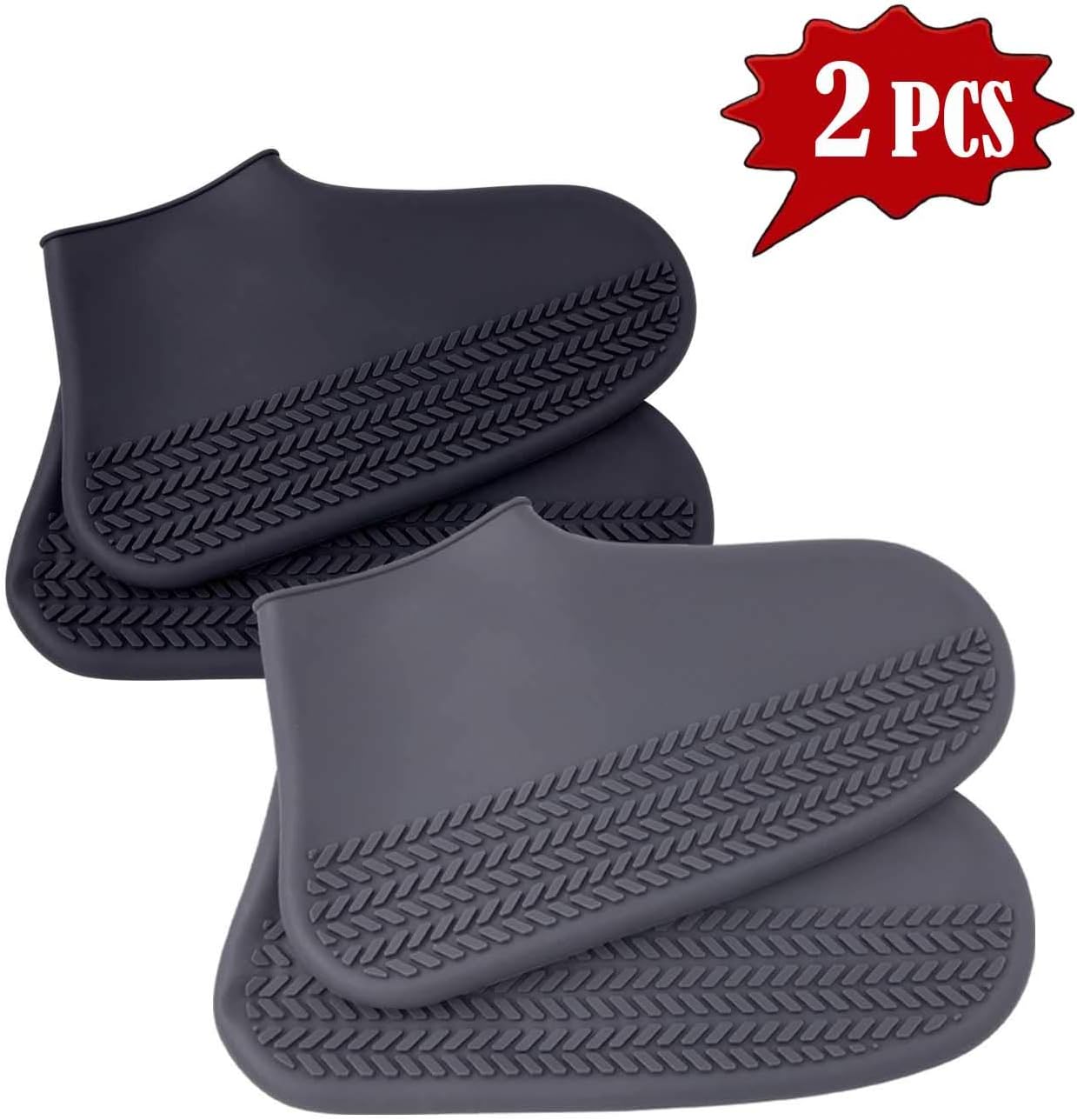 Diriway 2PCS Waterproof Shoe Cover Silicone Rain Shoes Boots Covers Outdoor Camping Fishing Reusable Non Slip Rain Snow Overshoe Foldable Galoshes for Men Women（Small）
