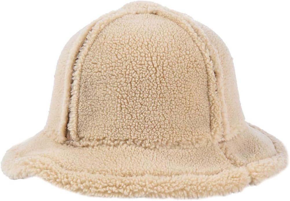 Women Sherpa Bucket Hat Warm Suede Teddy Fleece Casul Hearwear