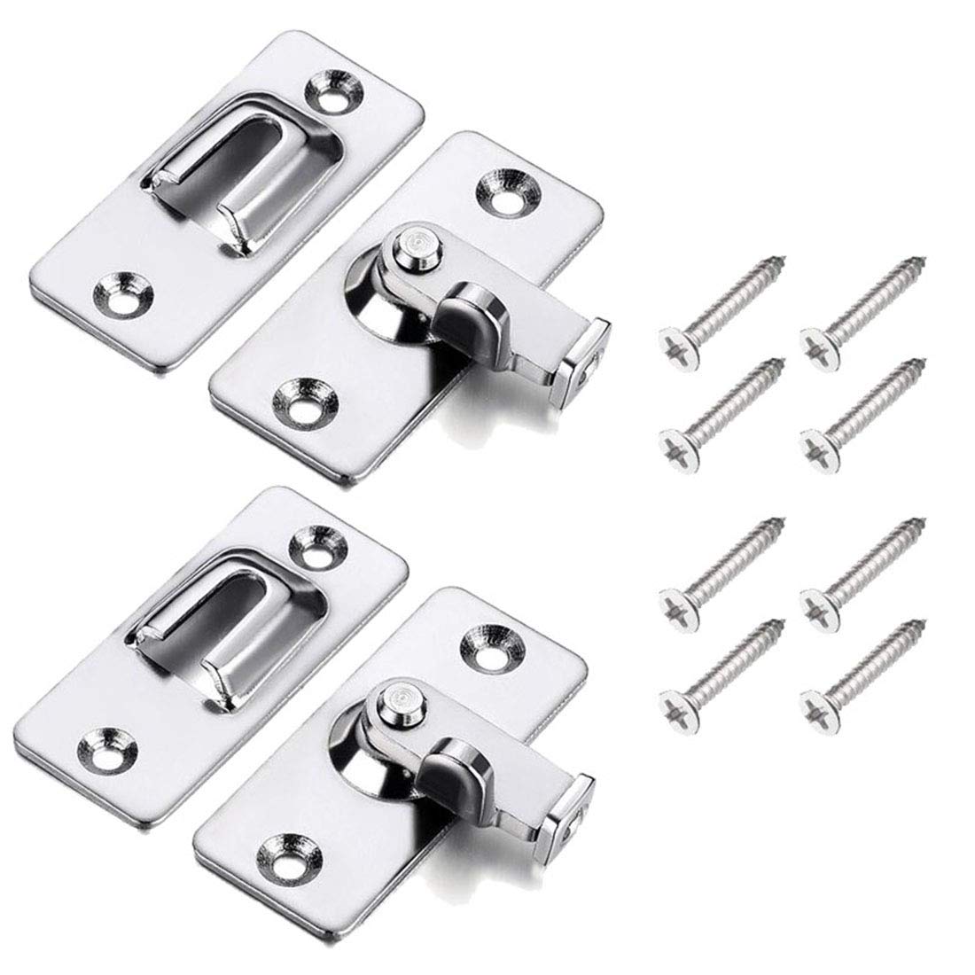(2 pcs) Right Angle Door Buckle Buckle Aluminum Alloy Bolt Stainless Steel Door Metal 90 Degree Indoor Vintage Latch Fixed Compartment Toilet Single Sliding