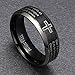 SOMEN TUNGSTEN Men's Titanium Ring 8mm Black Lords Prayer Ring with Christian Scripture Cross Praying Size 5.5-14.5