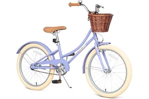 BIXIKE Retro Design Girls Bike with Basket and Coaster Brake for 3-13 Years Old Kids, 14 16 18 Inch Cruiser Bicycle for Toddlers with Training Wheels, 20 24 26 Inch with Kickstand, Multiple Colors